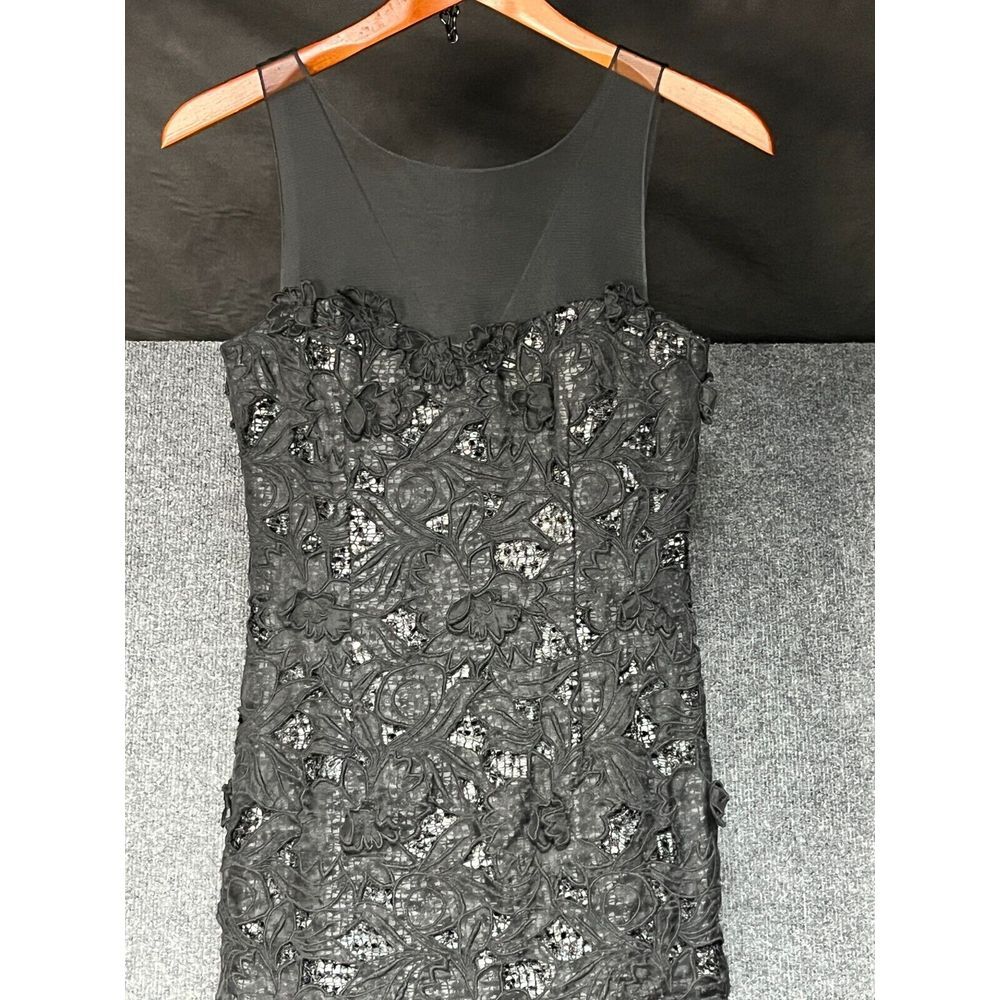 NWT BCBG Maxazria Rita Dress $958 Sleeveless Floral Embroidered Black Womens 2 - Picture 4 of 16
